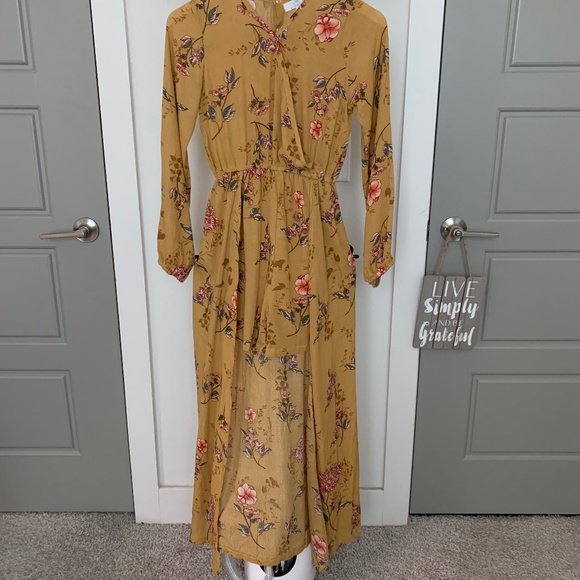 Peyton Bre Brown floral Romper with long train in back size 14 - Picture 1 of 16